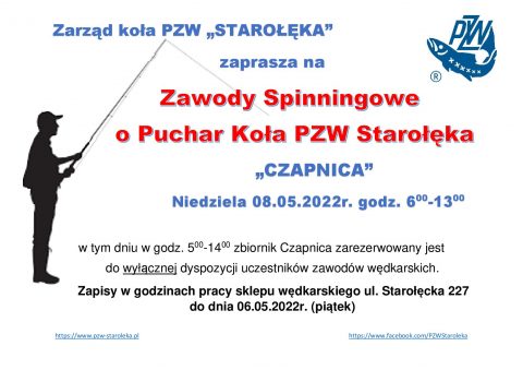 Zaproszenie zawody Spiningowe 2022